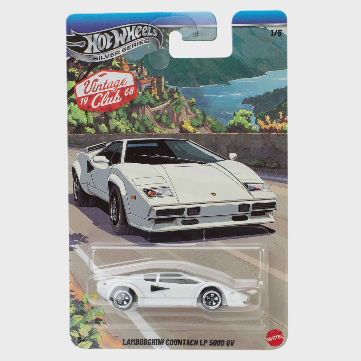 Hot Wheels | Basic Premium Silver Series VINTAGE CLUB 3 1/5 Lamborghini Countach LP 5000 QV weiß