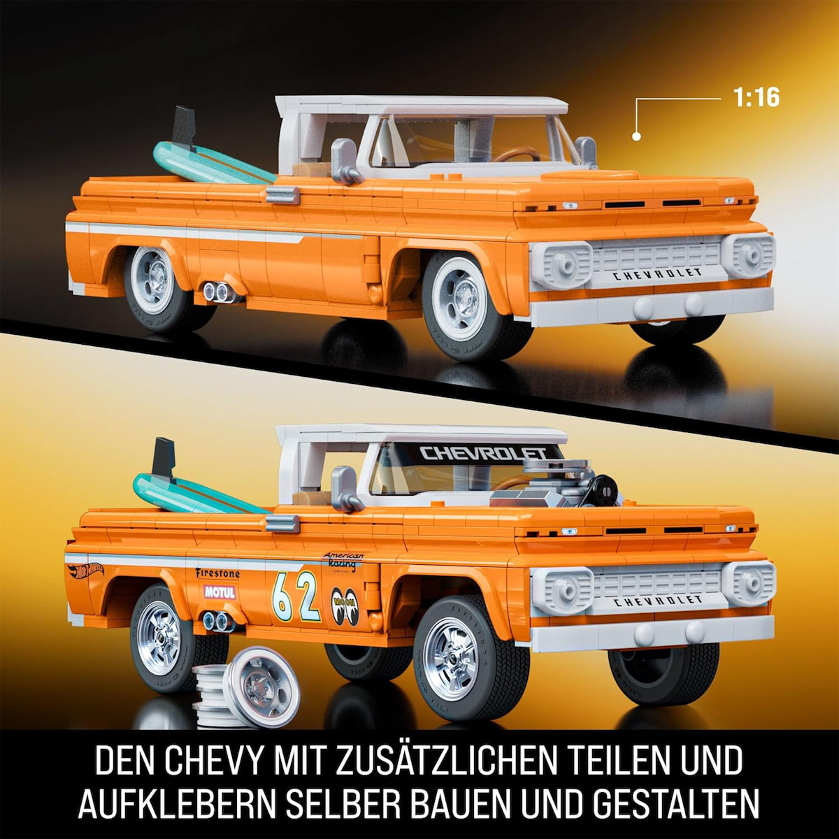 Hot Wheels | BRICK SHOP Set Custom ‘62 Chevrolet Pickup orange