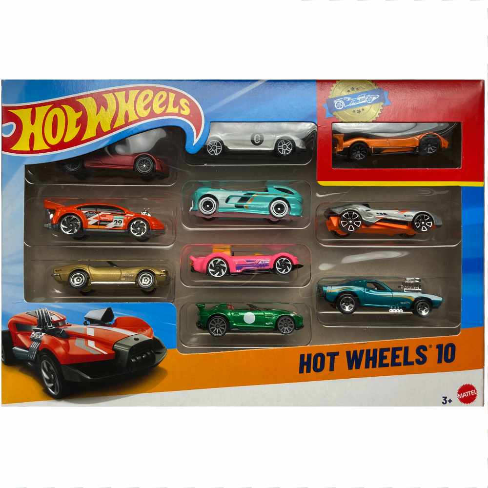 Hot Wheels | 10 Pack 2026 mit exklusiv Modell Pagani Zonda R Metalflake Orange
