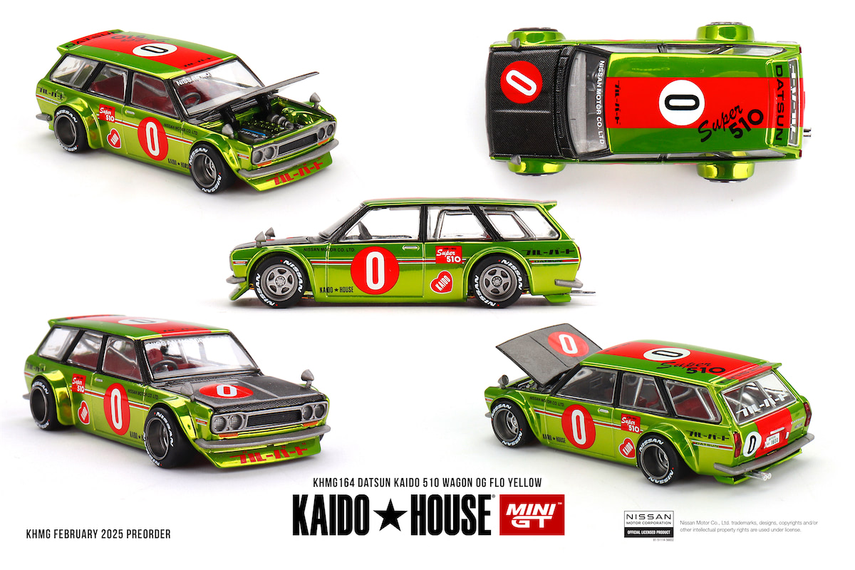 Mini GT KHMG164 | Datsun KAIDO 510 Wagon OG Flo Yellow | Scala 1:64 Mini GT KHMG164 | Datsun KAIDO 510 Wagon OG Flo Yellow | Scala 1:64