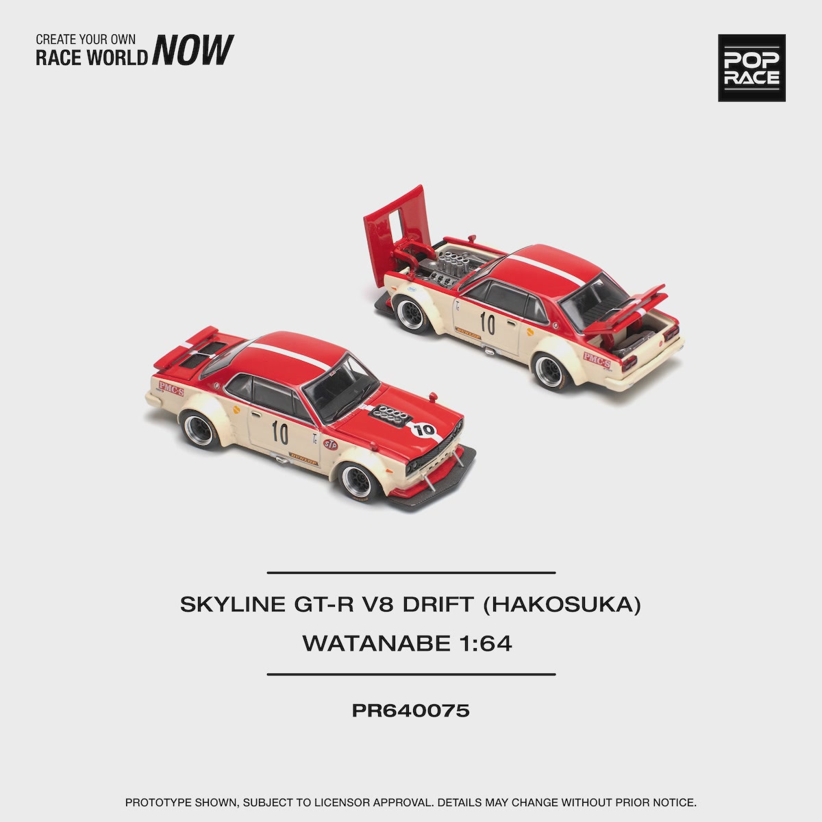 Pop Race | Skyline GT-R V8 Drift (Hakosuka) Watanabe beige/rot