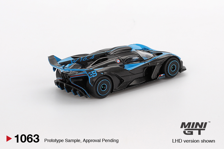 Mini GT | 2024 Bugatti Bolide Presentation schwarz/blau LHD