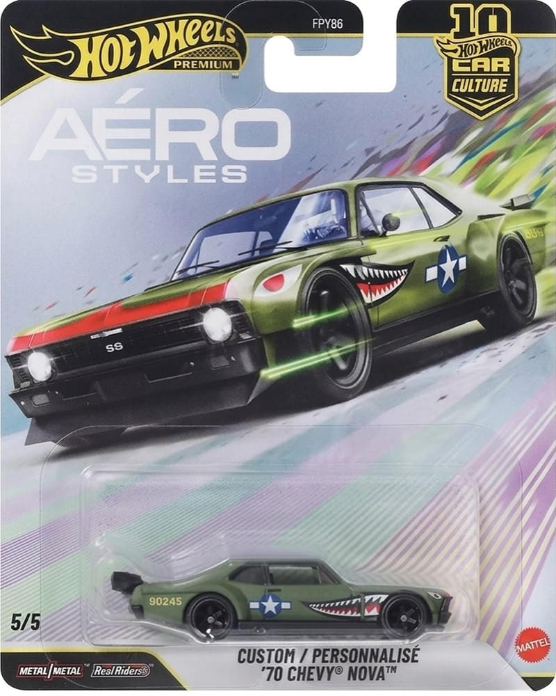 Hot Wheels | Premium Car Culture AÉRO STYLES 5/5 Custom ‘70 Chevy Nova matt oliv