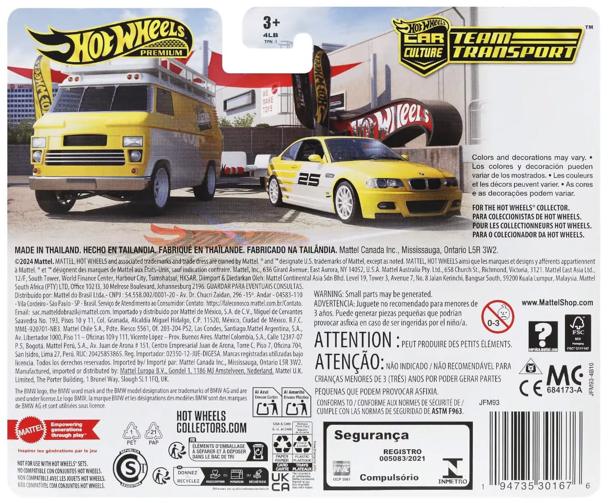 Hot Wheels | Car Culture Team Transport 2022 Hot Wheels Premium Team Transport LEGENDS TOUR 2025 BMW M3 & Rally Hauler yellow/black