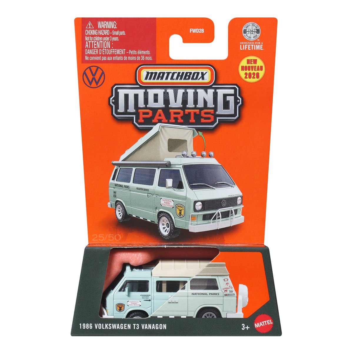 Matchbox | Moving Parts 25/50 1986 Volkswagen T3 Vanagon / Campingbus NATIONAL PARKS pastellgrün