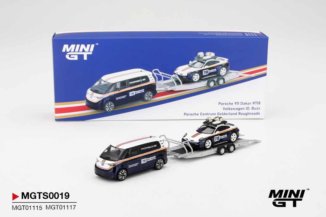 Mini GT | Porsche 911 Dakar #718 & Volkswagen ID. Buzz Porsche Centrum Gelderland Roughroads Set