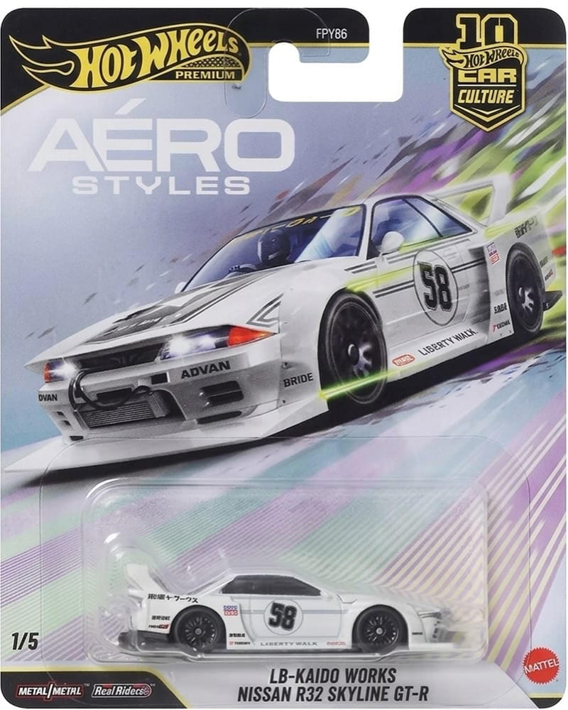 Hot Wheels | Premium Car Culture AÉRO STYLES 1/5 LB-Kaido Works Nissan R32 Skyline GT-R weiß