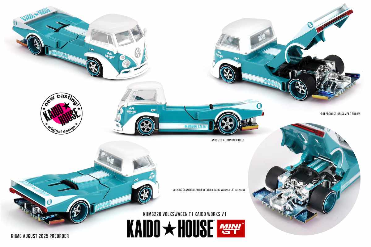 MiniGT x Kaido House | Volkswagen T1 KAIDO WORKS V1 türkis/weiß