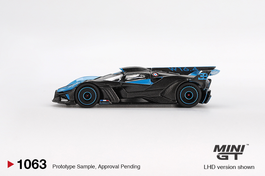 Mini GT | 2024 Bugatti Bolide Presentation schwarz/blau LHD