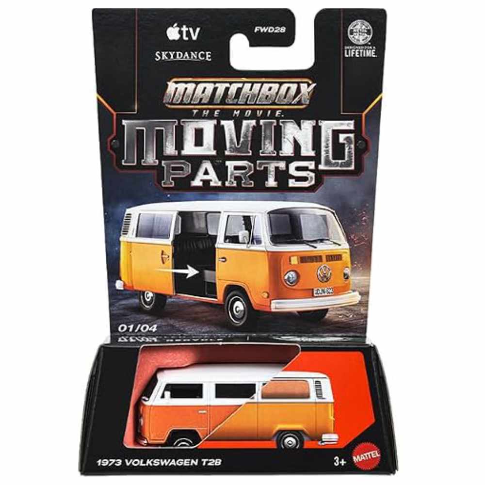 Matchbox | Moving Parts 01/04 MATCHBOX THE MOVIE 1973 Volkswagen T2B orange/weiß