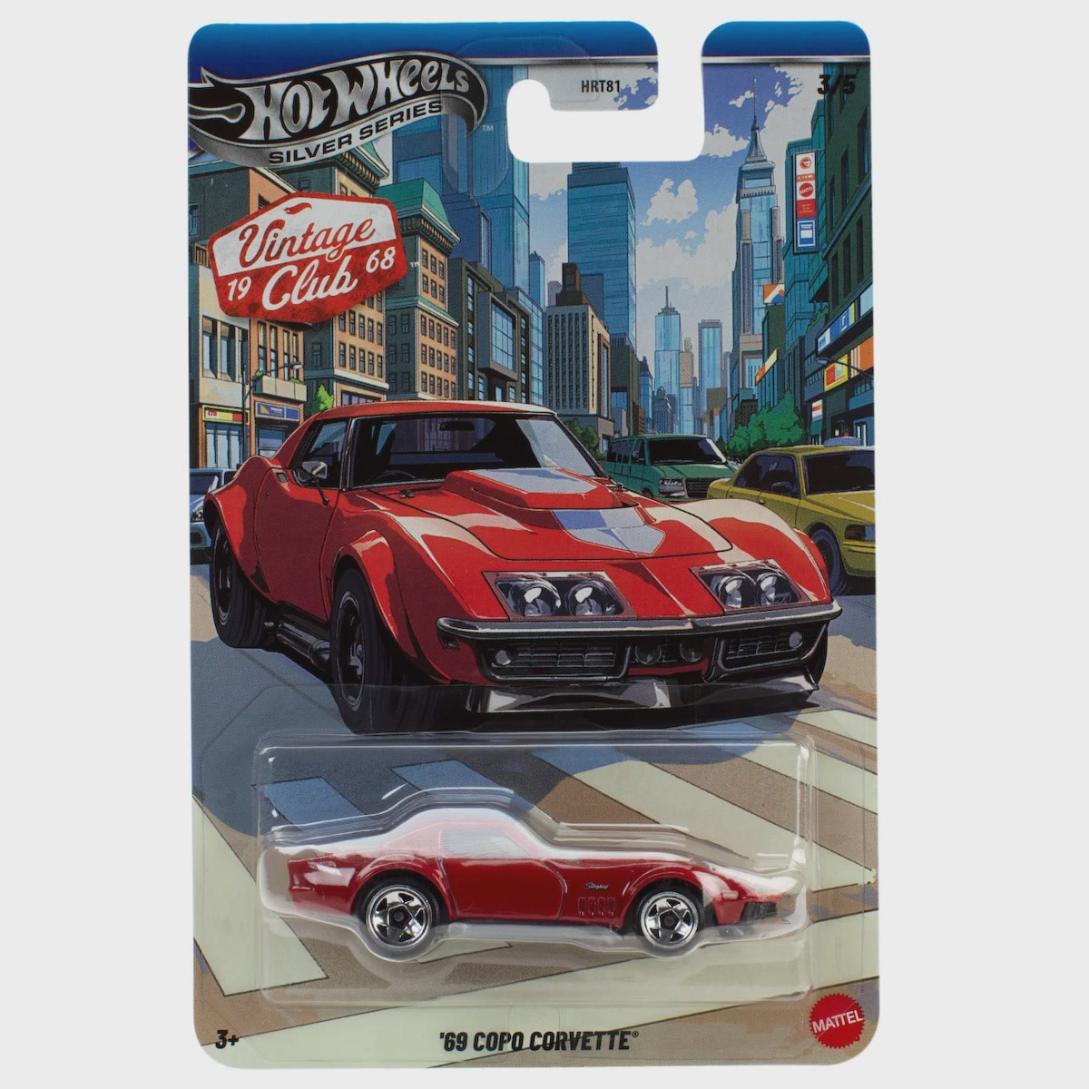 Hot Wheels | Basic Premium Silver Series VINTAGE CLUB 3 3/5 ‘69 Copo Corvette dunkelrot