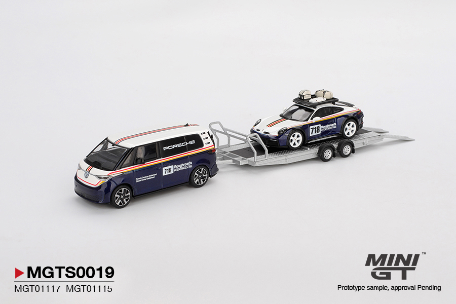 Mini GT | Porsche 911 Dakar #718 & Volkswagen ID. Buzz Porsche Centrum Gelderland Roughroads Set