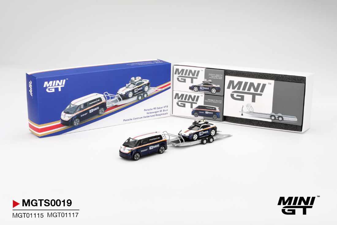 Mini GT | Porsche 911 Dakar #718 & Volkswagen ID. Buzz Porsche Centrum Gelderland Roughroads Set
