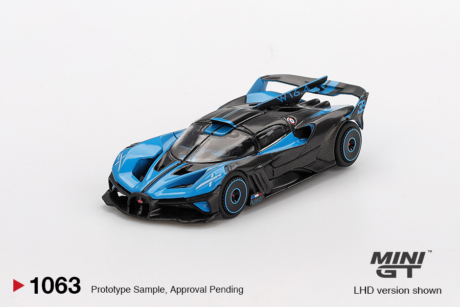 Mini GT | 2024 Bugatti Bolide Presentation schwarz/blau LHD